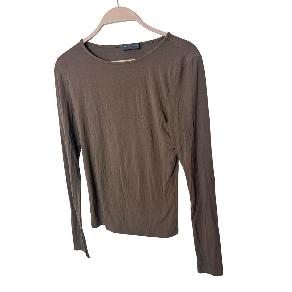 White Fox Long sleeve brown shirt size large